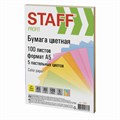Бумага цветная STAFF "Profit" МАЛОГО ФОРМАТА (148х210 мм), А5, 80 г/м2, 100 л. (5цв. х 20 л.), цветная пастель, для офиса и дома, 110891 110891