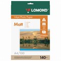 Фотобумага матовая, А4, 140 г/м2, односторонняя, 100 листов, LOMOND, 0102074 364011