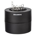 Скрепочница магнитная BRAUBERG с 30 скрепками, большой бочонок, черная, 225191 225191