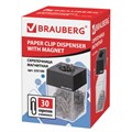 Скрепочница магнитная BRAUBERG с 30 скрепками, прозрачный корпус, 225189 225189
