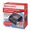 Скрепочница магнитная BRAUBERG с 30 скрепками, роликовый механизм подачи, черная, 225188 225188