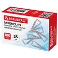 Скрепки BRAUBERG, 25 мм, никелированные, треугольные, 100 шт., в картонной коробке, 270440 270440