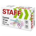 Скрепки STAFF 28 мм, цветные, 70 штук, 271708 271708