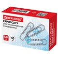 Скрепки большие 50 мм, BRAUBERG, оцинкованные, гофрированные, 50 шт., в картонной коробке, 270446 270446