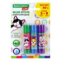 Клей-карандаш "Anime" 9 г, ВЫГОДНАЯ УПАКОВКА, BRAUBERG KIDS, 3 штуки на блистере, 272471 272471