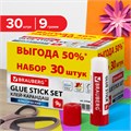 Клей-карандаш 9 г ВЫГОДНАЯ УПАКОВКА КОМПЛЕКТ 30 штук, BRAUBERG, 270484 270484