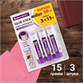 Клей-карандаш обесцвечивающийся BRAUBERG 15 г, 3 штуки на блистере, 229473 229473