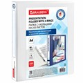 Папка ПАНОРАМА на 4 кольцах, ПРОЧНАЯ, картон/ПВХ, BRAUBERG "Office", БЕЛАЯ, 40 мм, до 250 листов, 271850 271850
