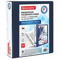 Папка ПАНОРАМА на 4 кольцах, ПРОЧНАЯ, картон/ПВХ, BRAUBERG "Office", СИНЯЯ, 75 мм, до 500 листов, 271854 271854