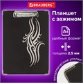 Доска-планшет BRAUBERG "Black Jack" с прижимом А4 (226х315 мм), картон/ламинированная бумага, ЧЕРНАЯ, 232236 232236