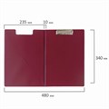 Папка-планшет ОФИСМАГ, А4 (340х240 мм), с прижимом и крышкой, картон/ПВХ, РОССИЯ, бордовая, 225984 225984