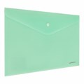 Папка-конверт с кнопкой BRAUBERG "Pastel", А4, матовая непрозрачная, мятная, ПРОЧНАЯ 0,2 мм, 272883 272883