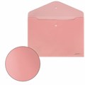 Папка-конверт с кнопкой BRAUBERG "Pastel", А4, матовая непрозрачная, персиковая, ПРОЧНАЯ 0,2 мм, 272882 272882
