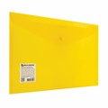 Папка-конверт с кнопкой BRAUBERG А4 до 100 л. прозрачная желтая СВЕРХПРОЧНАЯ 0,18 мм, 270472 270472
