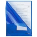 Папка-уголок с карманом для визитки А4, синяя, 0,18 мм, BRAUBERG EXTRA, 271707 271707