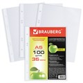 Папки-файлы МАЛОГО ФОРМАТА (148х210 мм), А5, ВЕРТИКАЛЬНЫЕ, КОМПЛЕКТ 100 шт., 35 мкм, BRAUBERG, 221714 221714