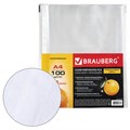 Папки-файлы перфорированные А4 BRAUBERG "PREMIUM", КОМПЛЕКТ 100 шт., матовые, 45 мкм, 221713 221713