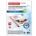Папки-файлы перфорированные А4 BRAUBERG "STANDARD", КОМПЛЕКТ 100 шт., гладкие, 40 мкм, 229661 229661