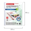 Папки-файлы перфорированные А4 BRAUBERG "STANDARD+", КОМПЛЕКТ 200 шт., гладкие, 45 мкм, 229663 229663