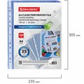 Папки-файлы перфорированные СИНИЕ А4 BRAUBERG, комплект 100 шт., гладкие, 35 мкм, 272675 272675