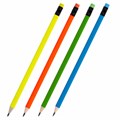 Карандаш чернографитный BRAUBERG, 1 шт., "Neon", HB, трехгранный, с ластиком, корпус неоновый ассорти, 181298 181298