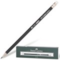 Карандаш чернографитный FABER-CASTELL, 1 шт., "1112", НВ, с ластиком, корпус черный, 111200 180379