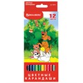 Карандаши цветные BRAUBERG "My lovely dogs", 12 цветов, шестигранные, грифель 3 мм, натуральное дерево, 180531 180531