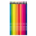 Карандаши цветные BRAUBERG NEON, 12 неоновых цветов, трехгранные, грифель 3 мм, черное дерево, 181852 181852