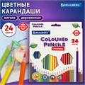 Карандаши цветные BRAUBERG PREMIUM, 24 цвета, шестигранные, грифель 3,3 мм, натуральное дерево, 181658 181658