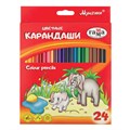 Карандаши цветные ГАММА "Мультики", 24 цвета, трехгранные, натуральное дерево, 290122_24 181471