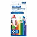 Карандаши цветные стираемые с ластиком BRAUBERG ERASABLE, 12 цветов, шестигранные, грифель 3 мм, натуральное дерево, 181932 181932