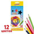 Карандаши цветные ЮНЛАНДИЯ "ЗАБАВНЫЕ КАРТИНКИ", 12 цветов, шестигранные, грифель 3 мм, натуральное дерево, 181643 181643