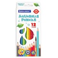 Карандаши цветные акварельные BRAUBERG PREMIUM AQUARELLE, 12 цветов, трехгранные, утолщенный грифель 4 мм, натуральное дерево, 181671 181671