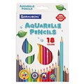 Карандаши цветные акварельные BRAUBERG PREMIUM AQUARELLE, 18 цветов, трехгранные, утолщенный грифель 4 мм, натуральное дерево, 181672 181672