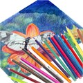 Карандаши цветные акварельные BRAUBERG PREMIUM AQUARELLE, 18 цветов, трехгранные, утолщенный грифель 4 мм, натуральное дерево, 181672 181672
