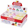 Ластик ПИФАГОР "Фрукты", 35х21х9 мм, ароматизированный, ассорти, картонный держатель, 222477 222477