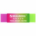 Ластик полупрозрачный BRAUBERG "Grade", 60x15x10 мм, картонный держатель, цвет ассорти, 271997 271997