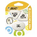 Набор ластиков BIC, "Mini Fun" 3 шт., белый с рисунком, 2 треугольных и 1 овальный, 927870 273086