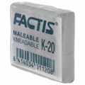 Ластик-клячка художественный FACTIS K 20 (Испания), 37х29х10 мм, супермягкий, серый, CCFK20 228017