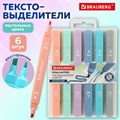 Набор текстовыделителей двусторонних 6 ПАСТЕЛЬНЫХ ЦВЕТОВ, BRAUBERG "Macaroon", линия 1-5 мм, 152513 152513