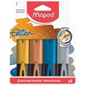 Набор текстовыделителей с блестками MAPED "FLUO PEP'S Glitter" 4 шт., АССОРТИ, линия 1-5 мм, 742000 152503