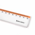 Линейка пластиковая 30 см BRAUBERG "FRESH ZONE", прозрачная, с оранжевой шкалой, 210759 210759