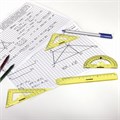 Набор чертежный малый ЮНЛАНДИЯ "START 3D" (линейка 15 см, 2 треугольника, транспортир), прозрачный, желтый, 210741 210741