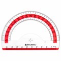 Транспортир 10 см BRAUBERG "FRESH ZONE", 180 градусов, пластик, прозрачный, красная шкала, 210760 210760