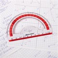 Транспортир 10 см BRAUBERG "FRESH ZONE", 180 градусов, пластик, прозрачный, красная шкала, 210760 210760