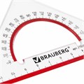 Треугольник пластиковый, угол 45, 13 см, BRAUBERG "Crystal", с транспортиром, прозрачный, с выделенной шкалой, 210293 210293