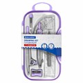Готовальня BRAUBERG SCHOOL KIT, 11 предметов, циркуль 115 мм, циркуль 125 мм, чертежные принадлежности, лавандовый цвет, 210714 210714