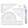Готовальня BRAUBERG SCHOOL KIT, 8 предметов, циркуль 115 мм, чертежные принадлежности, лавандовый цвет, 210703 210703