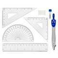 Готовальня BRAUBERG SCHOOL KIT, 8 предметов, циркуль 115 мм, чертежные принадлежности, металлический пенал со справочными материалами,210712 210712