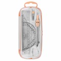 Готовальня BRAUBERG SCHOOL KIT, 8 предметов, циркуль 115 мм, чертежные принадлежности, персиковый цвет, 210704 210704